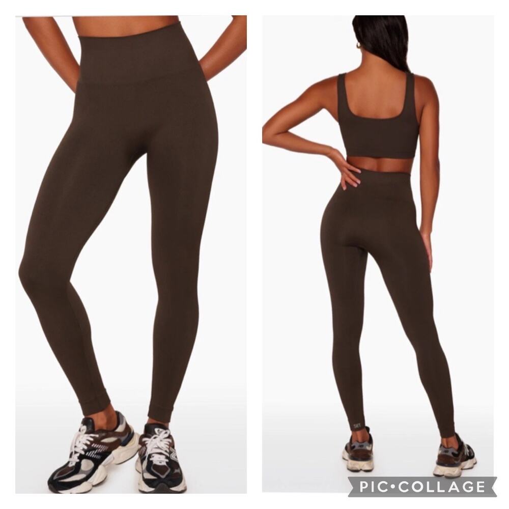 Set Active Seamless Sculpt Flex Power High Rise Leggings Espresso Brown Large